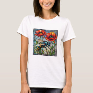 Wespe Hornisse Biene Bleiglas Mohn Blume Insekt T-Shirt