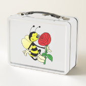 Wespe mit rote Rose Metall Brotdose (Rückseite)