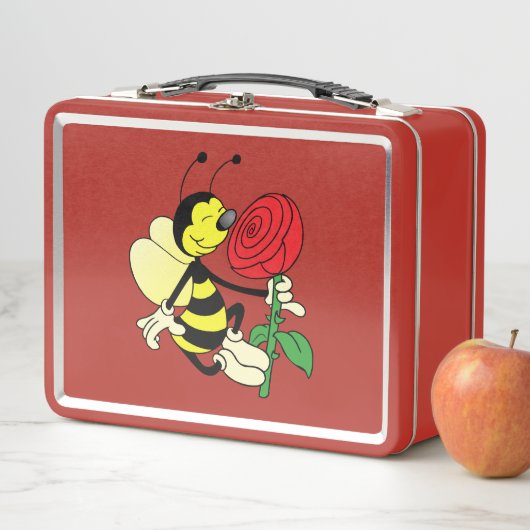 Wespe mit rote Rose Metall Lunch Box (Beispiel)