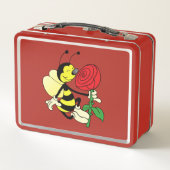Wespe mit rote Rose Metall Lunch Box (Rückseite)
