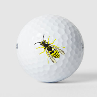 Wespe mit schwarzen und gelben Streifen Golfball
