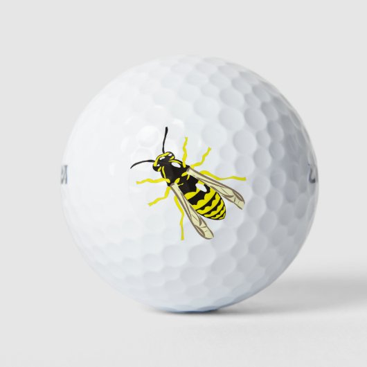 Wespe mit schwarzen und gelben Streifen Golfball (Vorderseite)