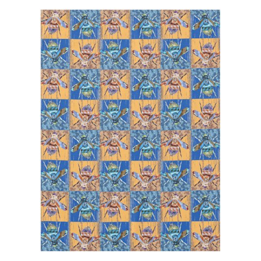 Wespen-Patchwork-Textilmuster Tischdecke (Vorderseite)