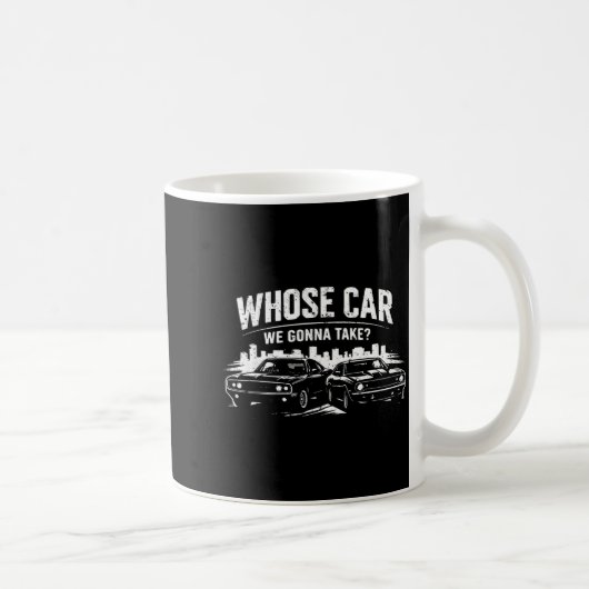 Wessen Auto wird Funny Car Grafik nehmen - Herren Kaffeetasse (Rechts)