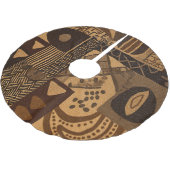 West African design elements in neutral colors Polyester Weihnachtsbaumdecke (Schrägansicht)