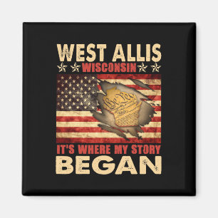 West Allis Wisconsin USA Flag 4. Juli Magnet