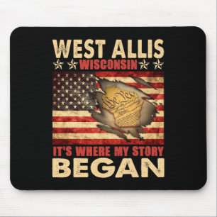 West Allis Wisconsin USA Flag 4. Juli Mousepad
