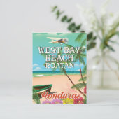 West Bay Beach, Roatán Honduras Reiseplakat Postkarte (Stehend Vorderseite)