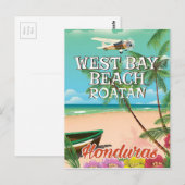 West Bay Beach, Roatán Honduras Reiseplakat Postkarte (Vorne/Hinten)