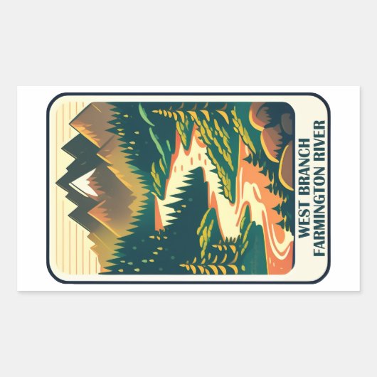 West Branch Farmington River Connecticut Colors Rechteckiger Aufkleber (Vorderseite)
