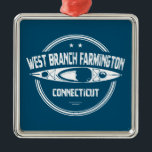 West Branch Farmington River Connecticut Kayaking Ornament Aus Metall<br><div class="desc">Das Farmington ist der größte Nebenfluss des Connecticut River und ein wichtiger Lebensraum für wild lebende Tiere wie Otter und Glatzenadler,  und das Farmington River Valley ist derzeit der einzige Ort in Connecticut mit nistenden Glatzenadlern.</div>