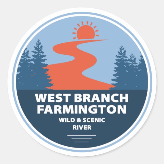 West Branch Farmington Wild and Landschaftlich Riv Runder Aufkleber (Vorderseite)
