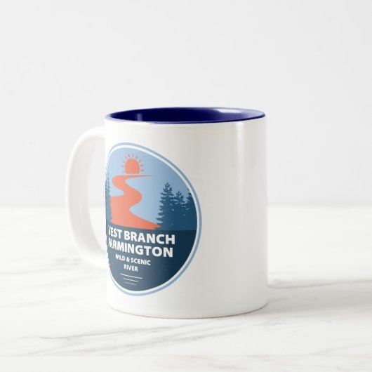 West Branch Farmington Wild and Landschaftlich Riv Zweifarbige Tasse (Vorderseite Links)