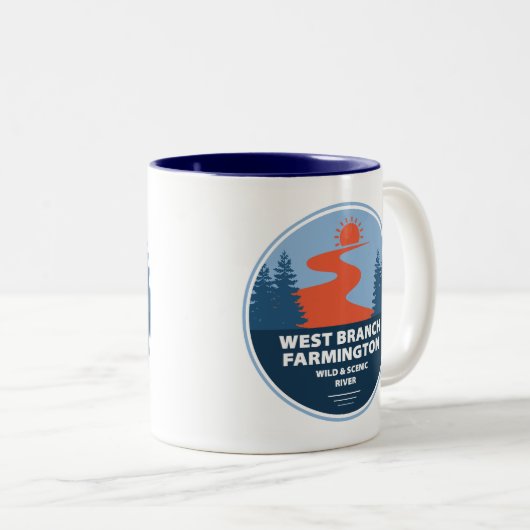 West Branch Farmington Wild and Landschaftlich Riv Zweifarbige Tasse (VorderseiteRechts)