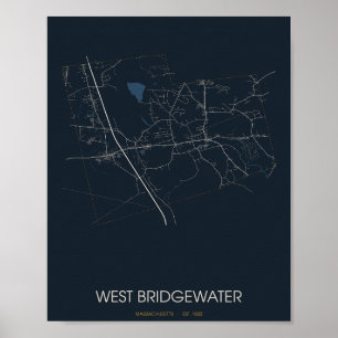 West Bridgewater Massachusetts Straßenkarte Poster