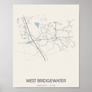 West Bridgewater Massachusetts Straßenkarte Poster