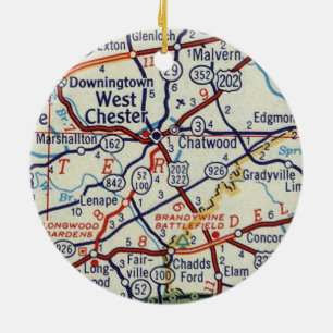 West Chester PA Vintage Karte Keramik Ornament