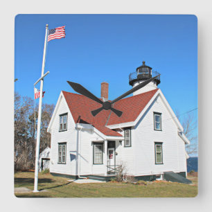 West Chop Lighthouse, Marthas Vineyard MA Clock Quadratische Wanduhr