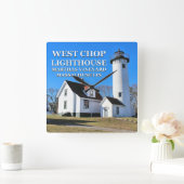 West Chop Lighthouse, Marthas Vineyard MA Clock Quadratische Wanduhr (Zuhause)