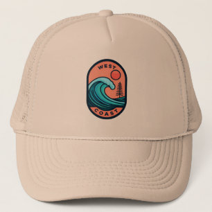 West Coast Adventure Trucker Hat - Retro Surf Truckerkappe