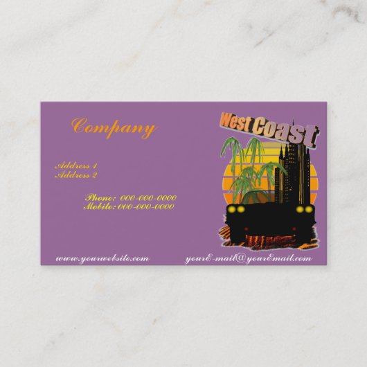 West Coast Business Card Visitenkarte (Vorderseite)
