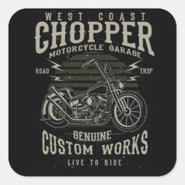 West Coast Chopper Motorrad Garage live to Ride Quadratischer Aufkleber