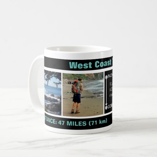 West Coast Trail, Add Fotos & Date, Gedenk Tasse (Vorderseite Links)