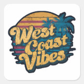 West Coast Vibes Quadratischer Aufkleber (Vorderseite)