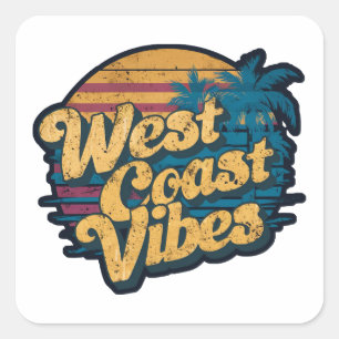 West Coast Vibes Quadratischer Aufkleber