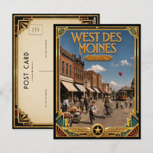 West Des Moines Iowa Vintage Art Deco Golden Age Postkarte