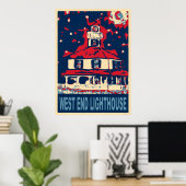 West End Light House und Moon Poster (Heimbüro)