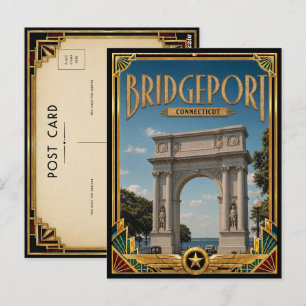 West Hartford Connecticut Vintage Art Deco Golden Postkarte