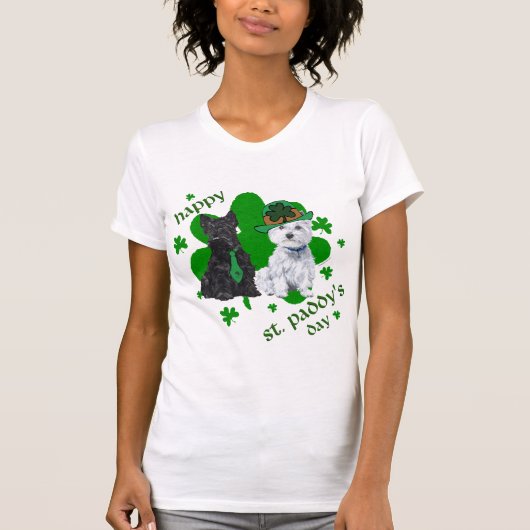 West Highland and Scottish Terrier St Patricks Day T-Shirt (Vorderseite)