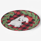 West Highland Dog Weihnachtsmannmütze Buffalo Kari Pappteller (Schrägansicht)