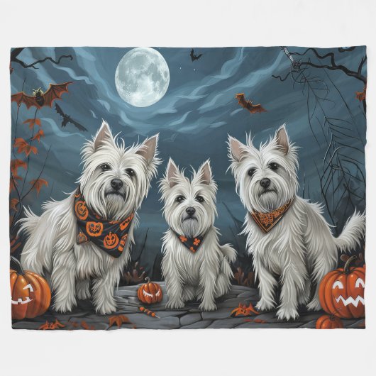 West Highland Halloween Spooky Fleecedecke (Vorderseite (Horizontal))