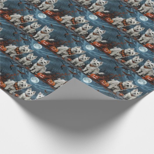 West Highland Halloween Spooky Geschenkpapier (Ecke)