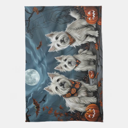 West Highland Halloween Spooky Geschirrtuch (Vertikal)