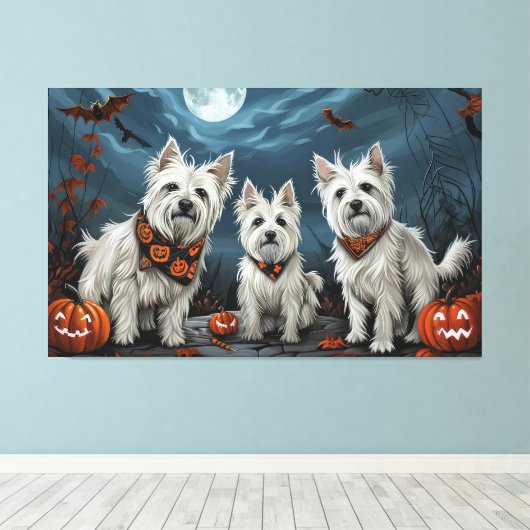 West Highland Halloween Spooky Leinwanddruck (Insitu (Holzboden))