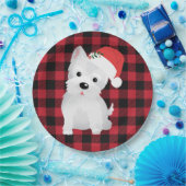 West Highland Hund mit Weihnachtsmannmütze Buffalo Pappteller (Party)