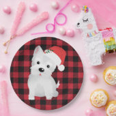 West Highland Hund mit Weihnachtsmannmütze Buffalo Pappteller (Party)