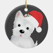 West Highland Hund mit Weihnachtsmannmütze Keramik Ornament (Hinten)