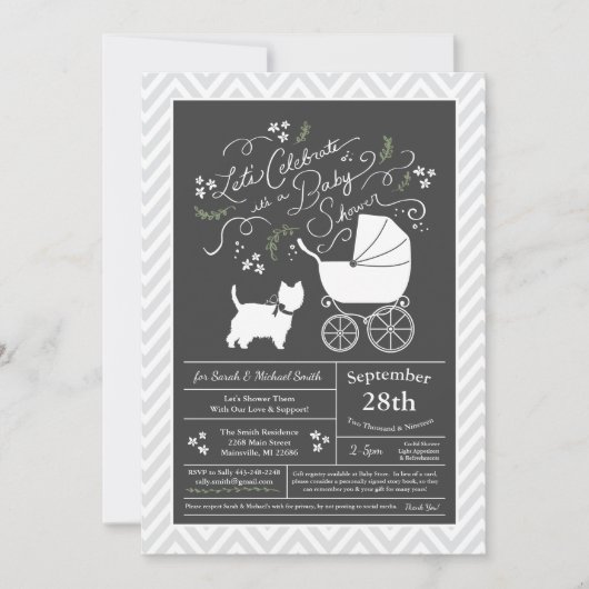 West Highland Terrier Baby Shower Gender Neutral Einladung (Vorderseite)