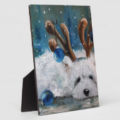 West Highland Terrier Blue Christmas Westie Dog Fotoplatte (Seite)