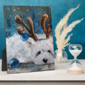 West Highland Terrier Blue Christmas Westie Dog Fotoplatte (Seite)