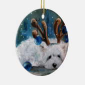 West Highland Terrier Blue Christmas Westie Dog Keramikornament (Rechts)