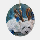 West Highland Terrier Blue Christmas Westie Dog Keramikornament (Links)