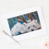 West Highland Terrier Blue Christmas Westie Dog Rechteckiger Aufkleber (Umschlag)