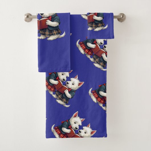 West Highland Terrier Burns Nacht Lyrik lesen Badhandtuch Set (Insitu)