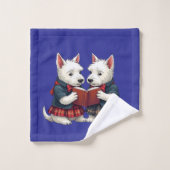 West Highland Terrier Burns Nacht Lyrik lesen Badhandtuch Set (Waschlappen)
