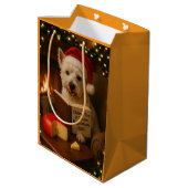West highland Terrier Christmas gift bag Mittlere Geschenktüte (Rückseite Schrägansicht)